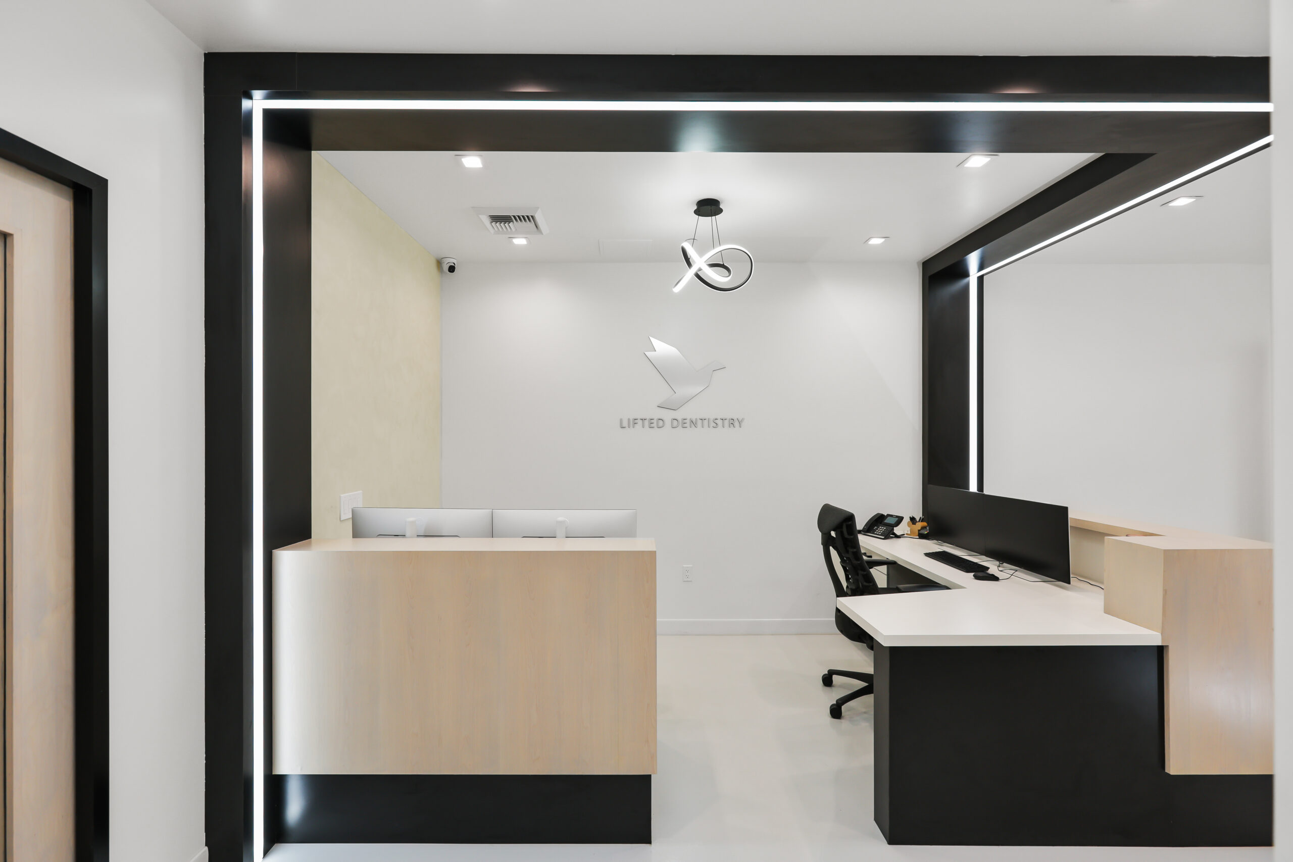 Modern dental office built by Workman Constructors for Lifted Dentistry in Irvine, California